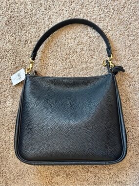 COACH Soft Pebble Leather Cary Shoulder Bag Black